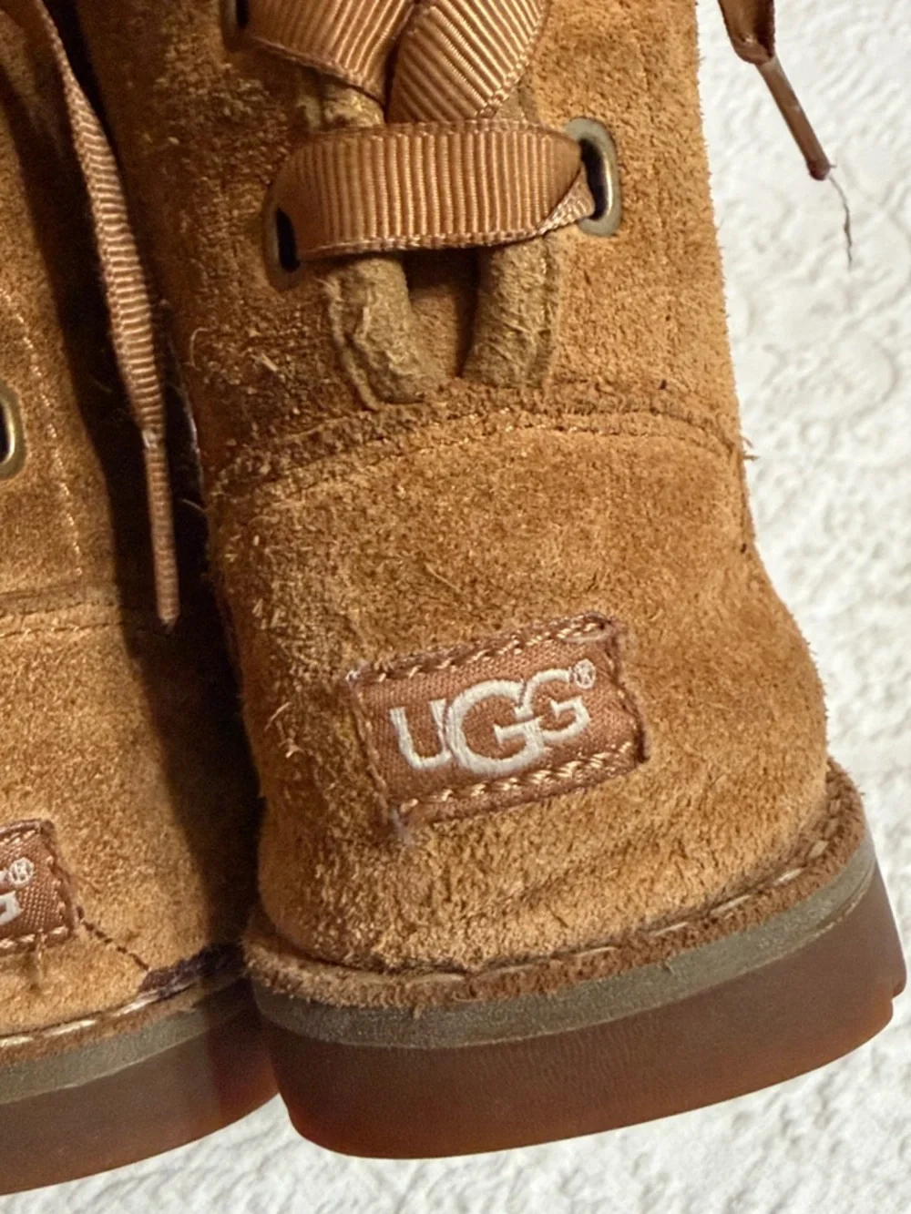 UGG Kids Size 12 Girls Chestnut Suede Lace-Up Boots